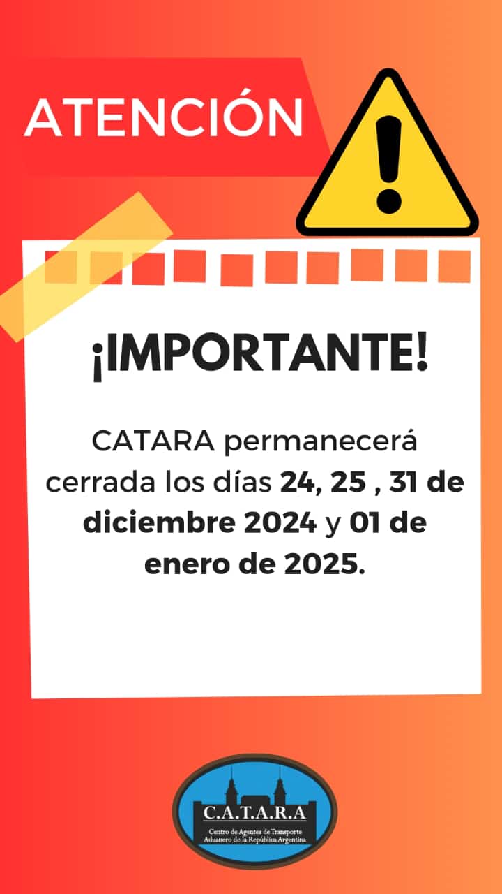  ⚠ CATARA SIN ACTIVIDAD LOS DIAS 24,25, 31 DE DICIEMBRE 2024  Y 1 DE ENERO 2025❗️