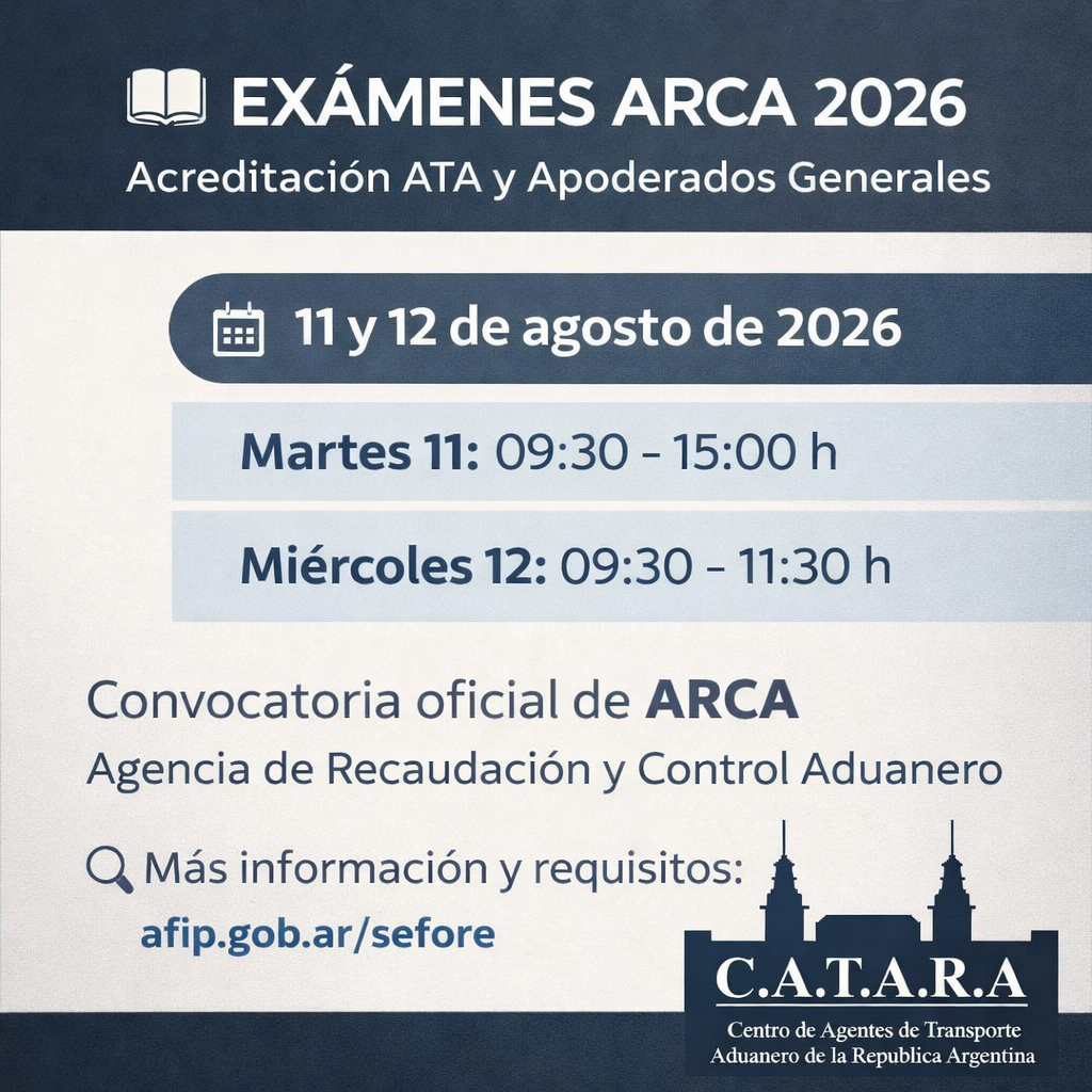 📚 📝 EXÁMENES ARCA: ATA 11 y 12 AGOSTO DE 2026❗️