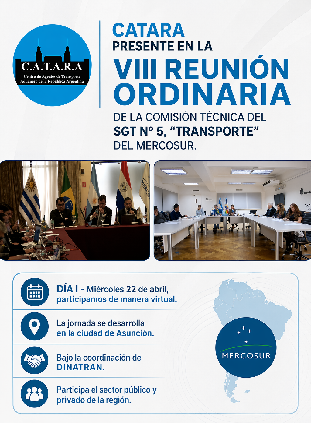DÍA I: VIII REUNIÓN ORDINARIA DE LA COMISIÓN TÉCNICA DEL SGT N° 5 